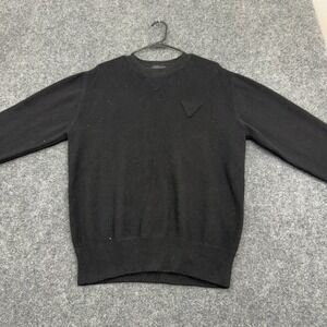 Prada Sweater Mens 46‎ Black Cashmere Crew Neck Luxury Designer Minimalist